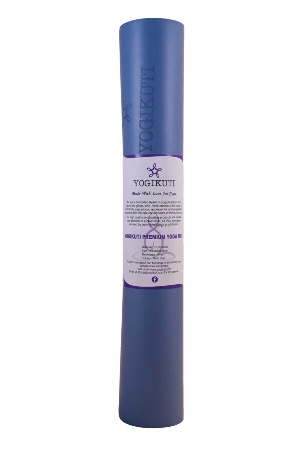 Yogikuti premium στρώμα γιόγκα από φυσικό καουτσούκ με επίστρωση PU και διαγράμμιση χρώμα μπλε
