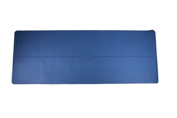 Yogikuti premium στρώμα γιόγκα από φυσικό καουτσούκ με επίστρωση PU και διαγράμμιση χρώμα μπλε
