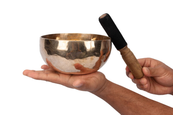 Σφυρήλατο χάλκινο μπολ singing bowl για ηχοθεραπεία, γιόγκα και διαλογισμό, με ραβδί - tibetan singing bowl
