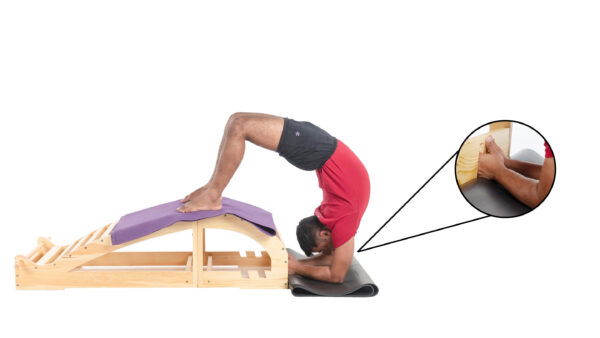 Viparita Dandasana Bench, Ξύλινος πάγκος γιόγκα για οπίσθιες κάμψεις, Yoga wooden props, Iyengar Yoga props, ξύλινο βοήθημα γιόγκα για backbends, Yoga therapy